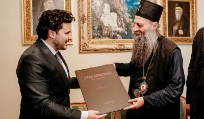 Дритан Абазовић и патријарх Порфирије