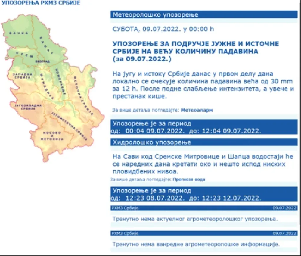 FOTO: RHMZ/SCREENSHOT