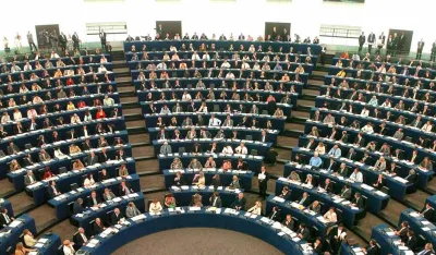 An overall view of the enlarged European parliament in Strasbourg, eastern France, Tuesday July 20, 2004, as the newly-elected Parliament, which includes representatives from the ten new European Union members, convenes for the first time. (AP Photo/Christian Lutz)