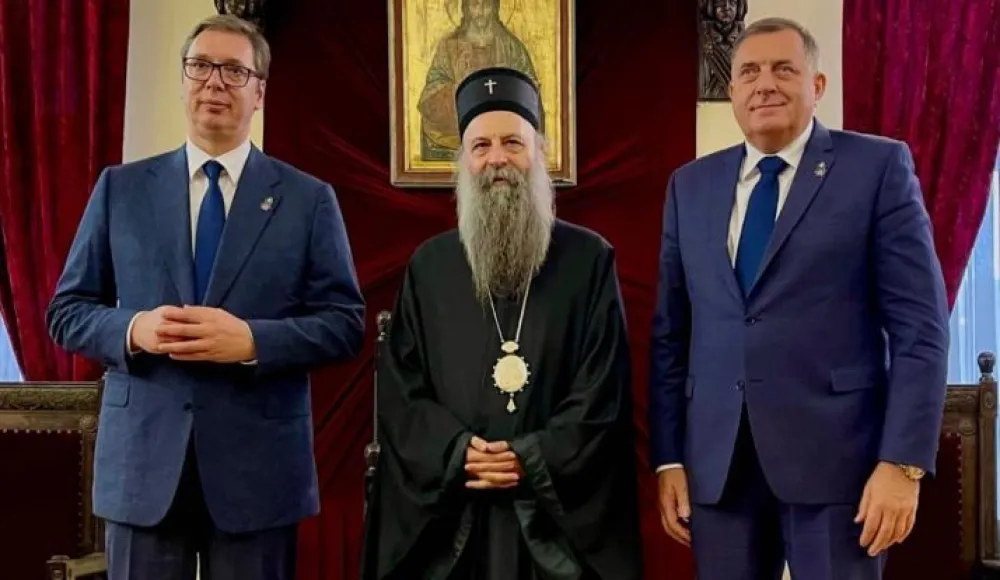 Vučić, patrijarh i Dodik