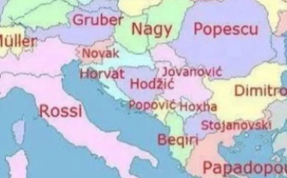 Objavljena karta najče&scaron;ćih prezimena u Evropi