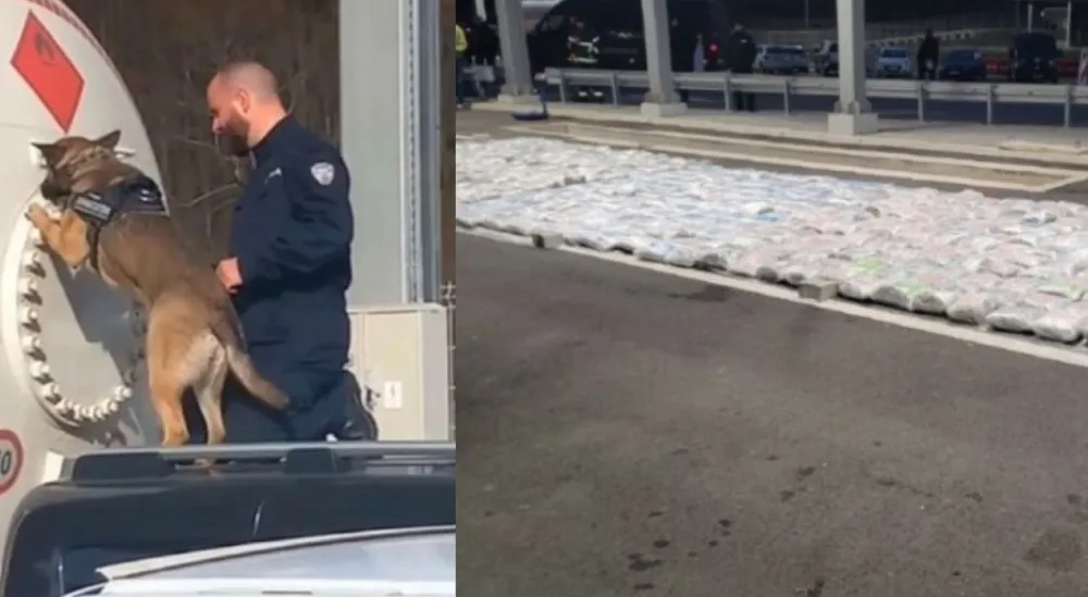 (VIDEO) Objavljen snimak: Pas na&scaron;ao pola tone droge u cisterni iz Crne Gore