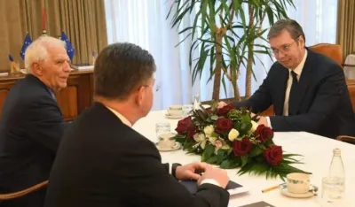 Žozep Borelj, Miroslav Lajčak i Aleksandar Vučić