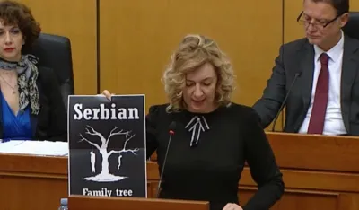 Foto: Printscreen/Vecernji.hr | Poslanica u Hrvatskom saboru pocijepala sliku "Serbian family tree"<br>