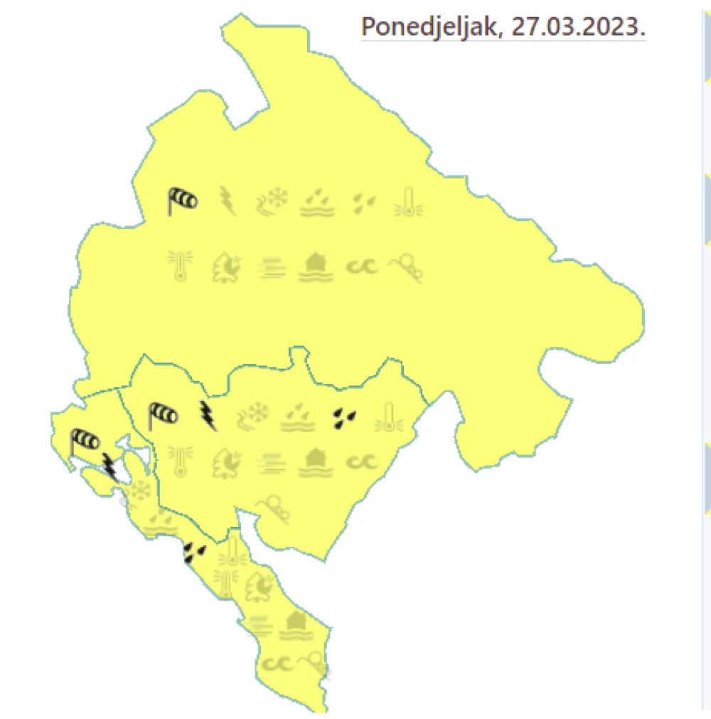 Sjutra na snazi žuti meteo alarm