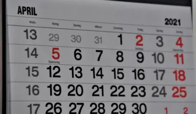 Kalendar, mjesec april