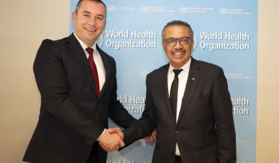 Visit of H.E. Dragoslav Scekic, Minister of Health, Montenegro with WHO Director-General Dr Tedros