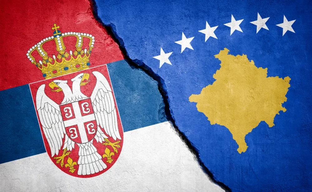 Ilustracija<br>Kosovo - Srbija, zastave