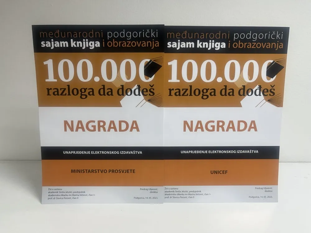 Ministarstvu prosvjete nagrada za unapređenje elektronskog izdava&scaron;tva
