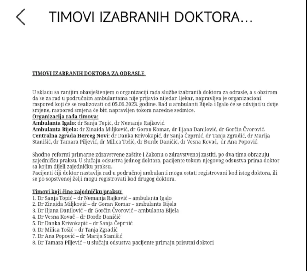 Doktori izmje&scaron;teni za stalno