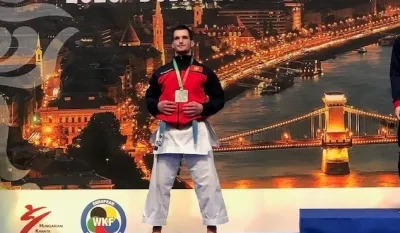 Владимир Мијач на побједничком постољу