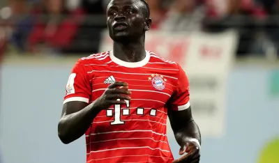 epa10099269 Bayern's Sadio Mane reacts during the DFL Supercup 2022 soccer match between RB Leipzig and FC Bayern Muenchen in Leipzig, Germany, 30 July 2022. EPA-EFE/CLEMENS BILAN CONDITIONS - ATTENTION: The DFL regulations prohibit any use of photographs as image sequences and/or quasi-video.