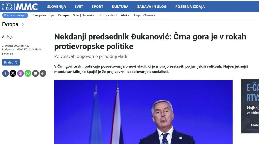 Intervju Đukanovića na posrtalu RTV SLO