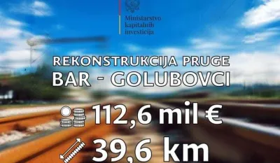 MKI traži 112,6 miliona eura za dionicu pruge Bar-Golubovci