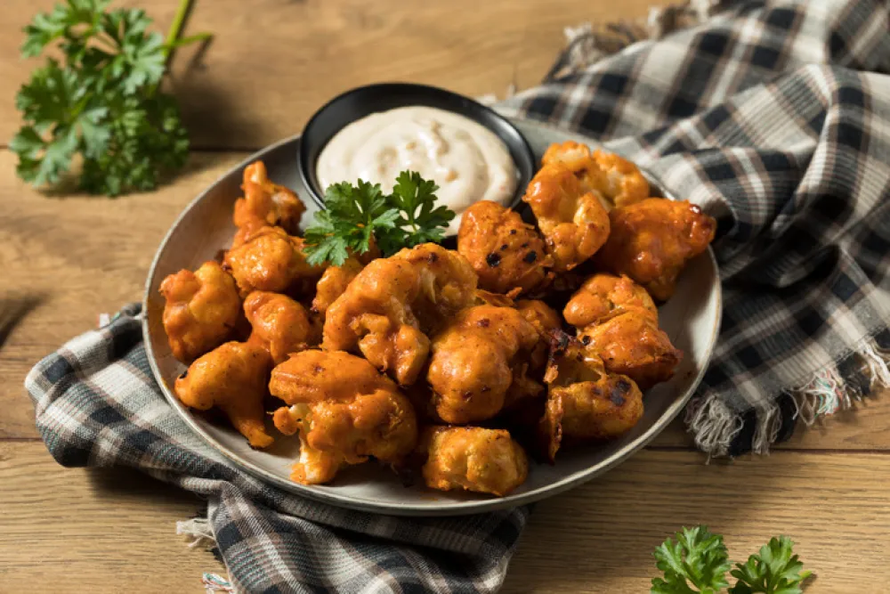 Homemade Spicy Buffalo Cauliflower Wings with Ranch