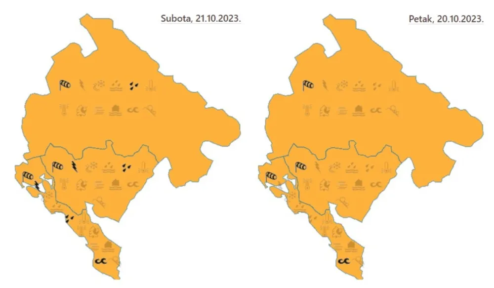 Za danas i sjutra na snazi narandžasti meteoalarm