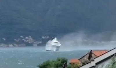 (VIDEO) Kruzer se bori s vjetrom dok uplovljava u Bokokotorski zaliv