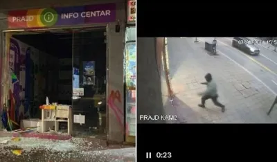 Polomljen izlog Prajd info centra