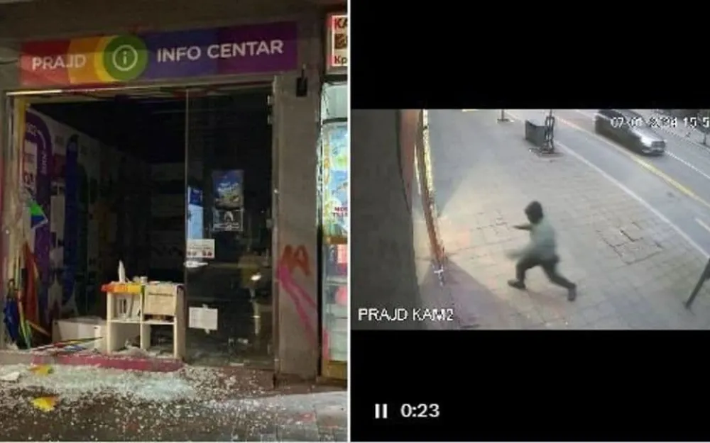 Polomljen izlog Prajd info centra