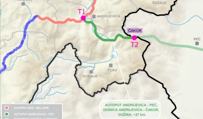Raspisan tender za izradu idejnog rje&scaron;enja autoputa Andrijevica &ndash; Peć, dionica Andrijevica - Čakor<br>