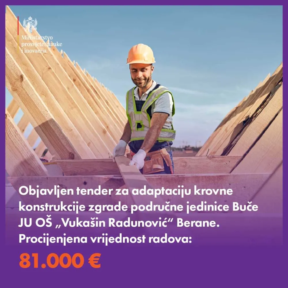 MPNI objavio tender za radove na dvije O&Scaron; u Berana i Bijeloj: Ulažu 256 hiljada u rekonstrukciju