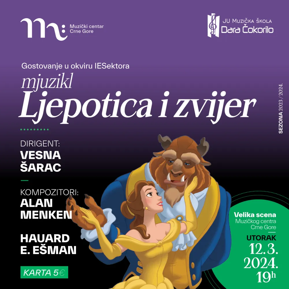 MCCG: Nastavnici i učenici izvode mjuzikl "Ljpotica i zvijer"