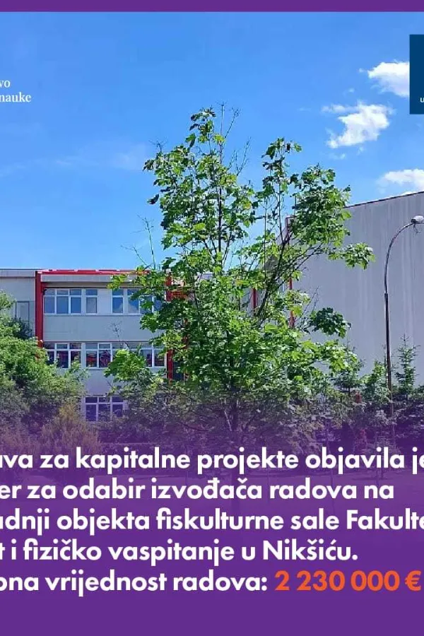 tender za fiskulturnu salu u Nik&scaron;iću