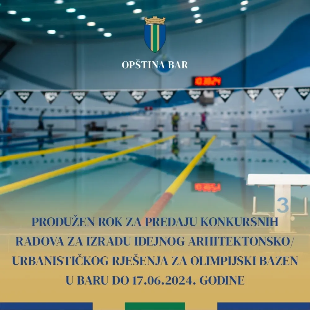 Bar: Produžen rok za predaju konkursnih radova za izradu idejnog re&scaron;enja za olimpijski bazen