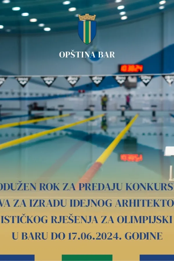 Bar: Produžen rok za predaju konkursnih radova za izradu idejnog re&scaron;enja za olimpijski bazen