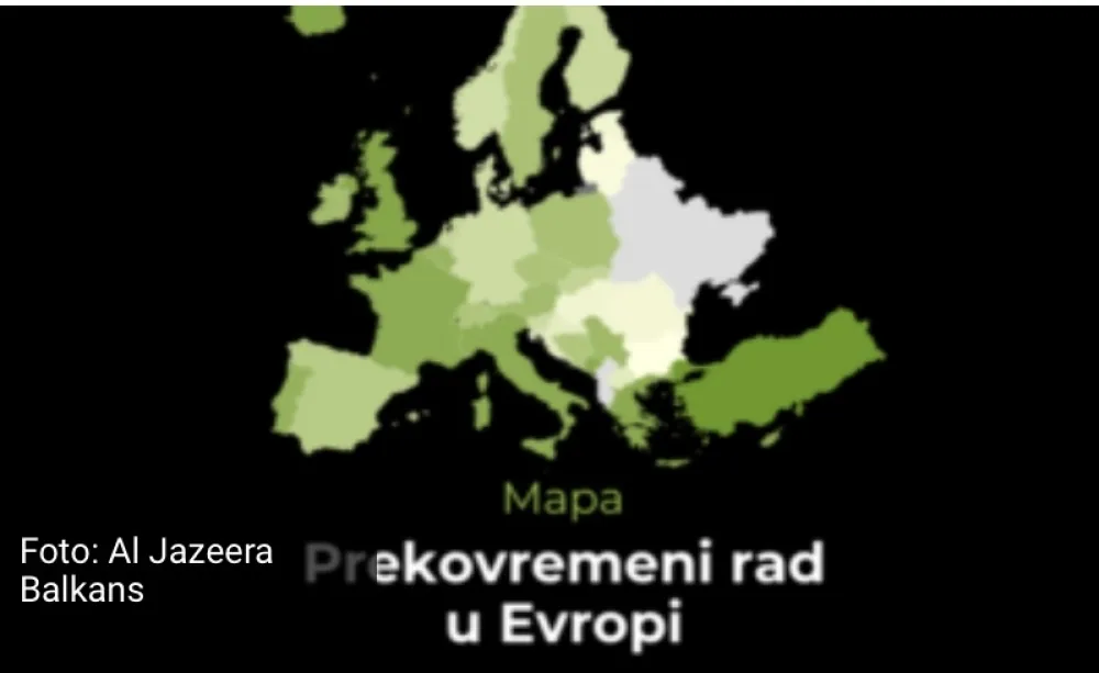 Mapa prekovremenog rada u Evropi