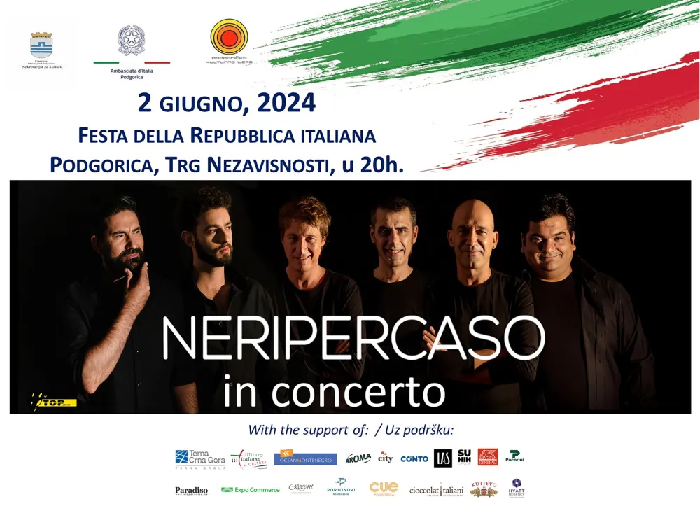 &bdquo;Podgoričko kulturno ljeto&rdquo;: Koncert grupe &bdquo;Neri per caso&rdquo;