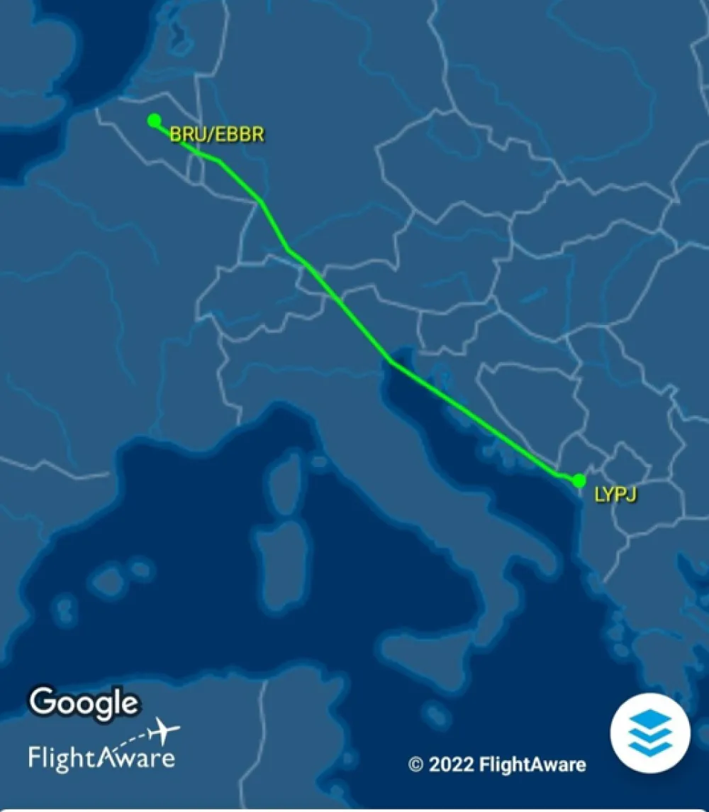 Zabilježen i sinoćnji Spajićev let iz Brisela do podgorice
