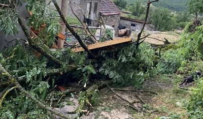 (FOTO) Nevrijeme kod Nik&scaron;ića: Olujni vjetar o&scaron;tetio krovove kuća, čupao drveća