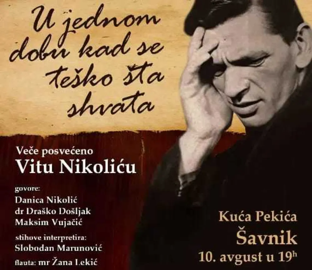 Veče posvećeno Vitu Nikoliću u &Scaron;avniku