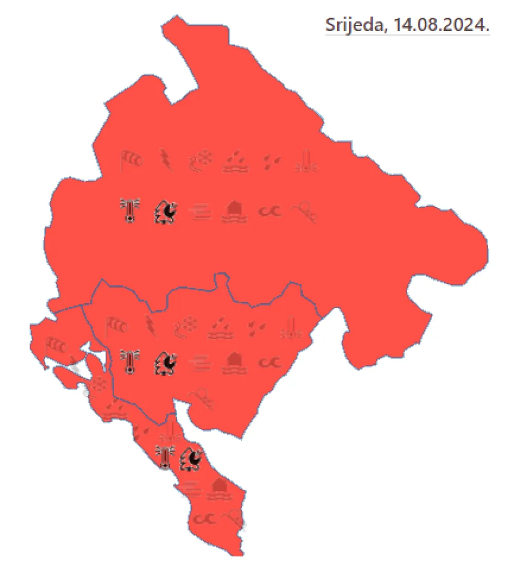 Sjutra crveni meteoalarm, do 41 stepen