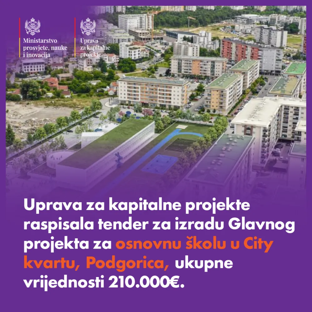 Raspisan tender za izradu glavnog projekta &scaron;kole u Siti kvartu