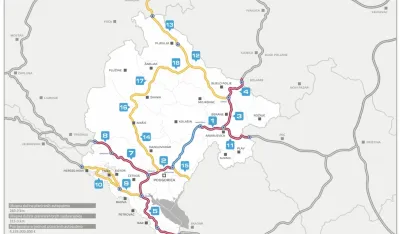 Mapa izgrađenih autoputeva i planiranih autoputeva i brzih saobraćajnica