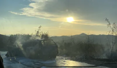 Izgorelo vozilo na putu Podgorica-Cetinje