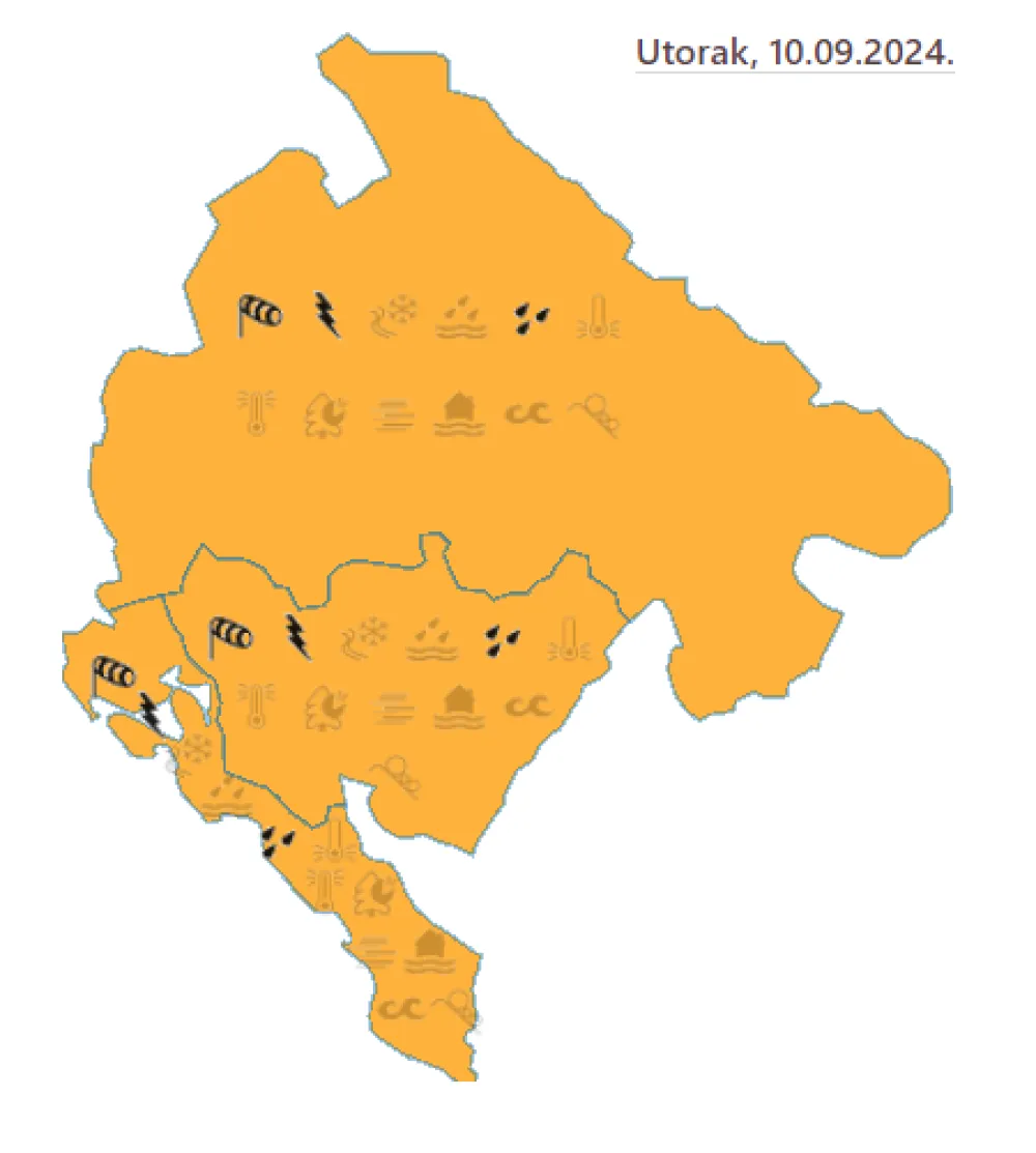 Sjutra narandžasti meteoalarm, povremeno pljusak sa grmljavinom