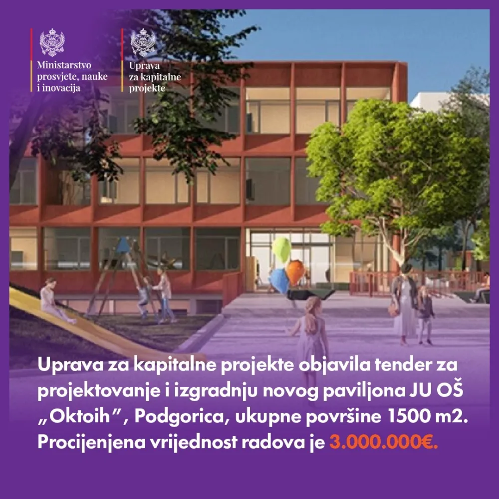 Objavljen tender za izgradnju novog paviljona JU O&Scaron; "Oktoih"