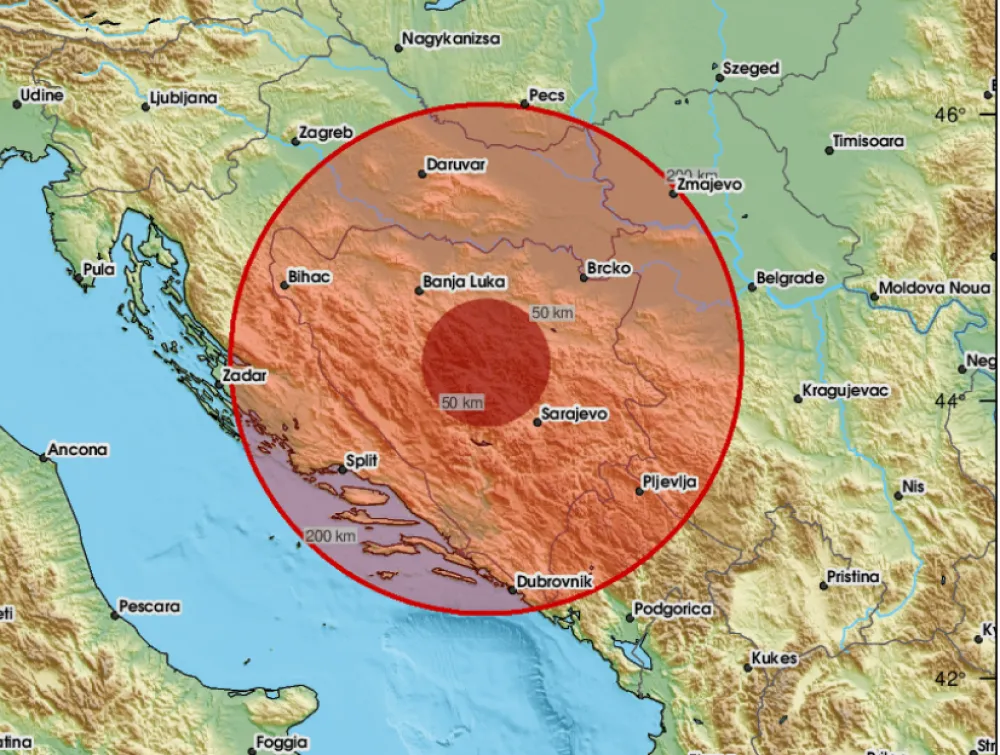 Snažan zemljotres pogodio Bosnu i Hercegovinu