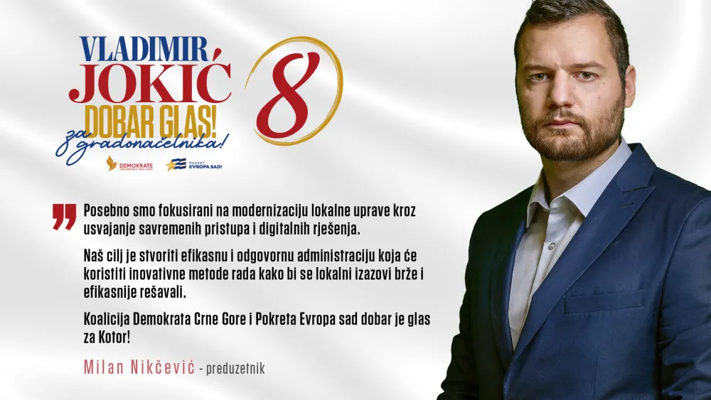 Nikčević: PES ima jasnu viziju Kotora kao modernog grada