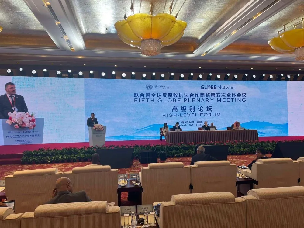 Momo Koprivica na Petom plenarnom sastanku na visokom nivou u organizaciji GlobE mreže i UNODC