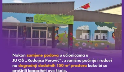 Ministarstvo prosvjete: Počinju radovi na dogradnji prostora u O&Scaron; Radojica Perović