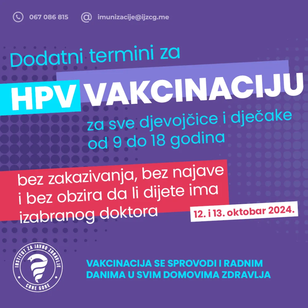 Tokom vikenda jesenja kampanja vakcinacije protiv HPV infekcija