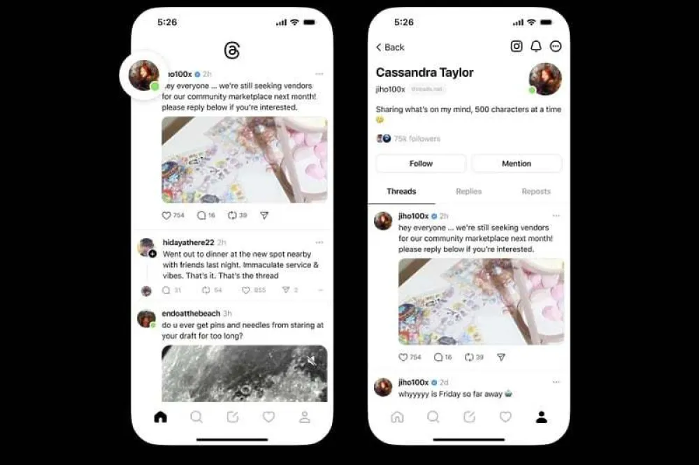 Threads odsad pokazuje kada su korisnici online i kada koriste aplikaciju