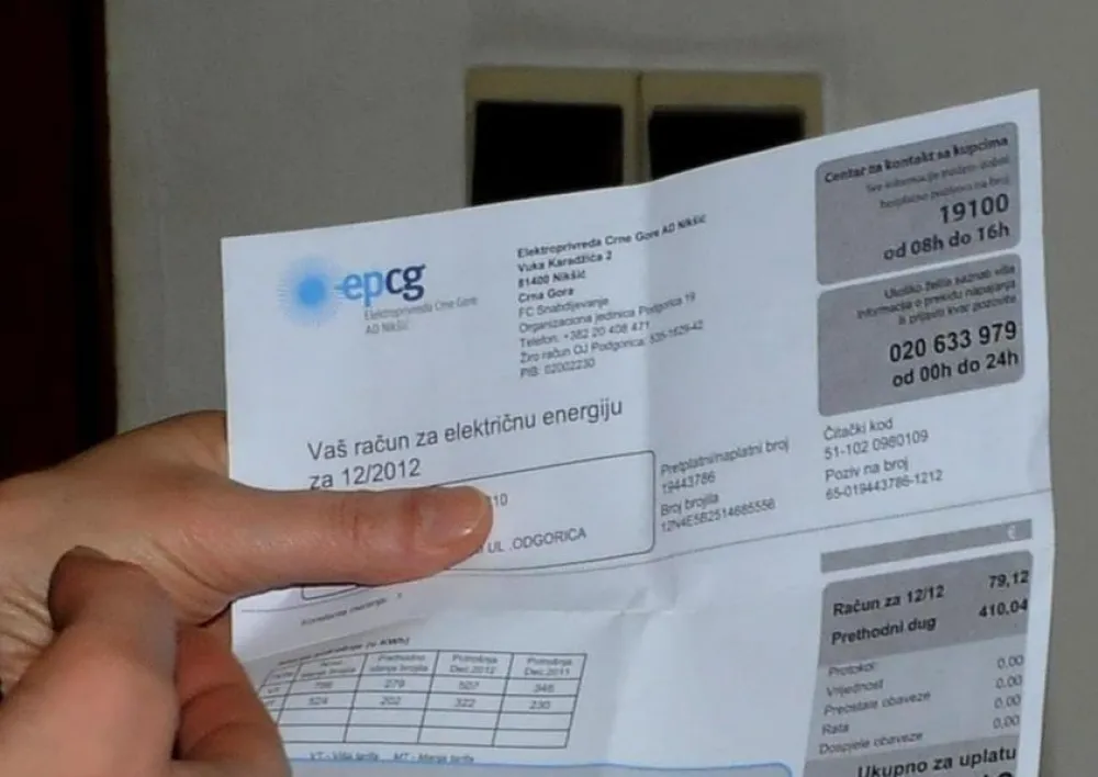 Prosječan oktobarski račun za struju 27.90 eura
