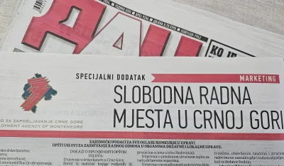 Specijalni dodatak uz DAN: Slobodna radna mjesta u Crnoj Gori