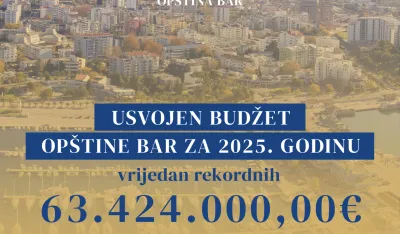 Op&scaron;tina Bar usvojila godi&scaron;nji budžet