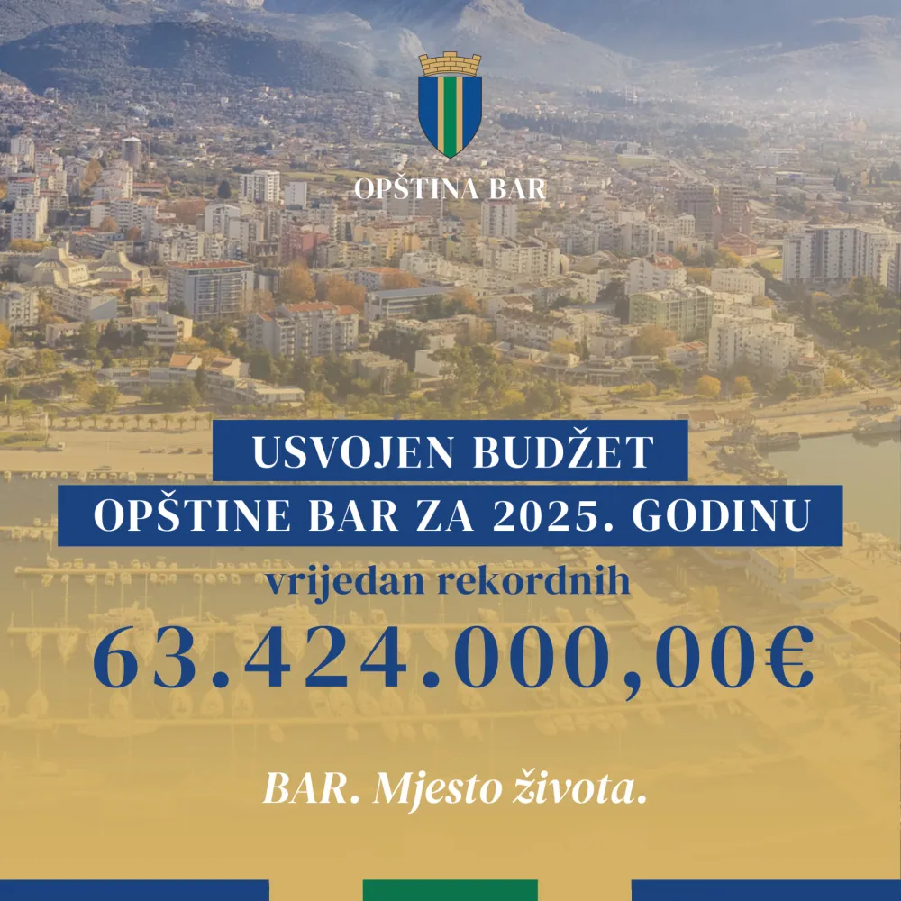 Op&scaron;tina Bar usvojila godi&scaron;nji budžet